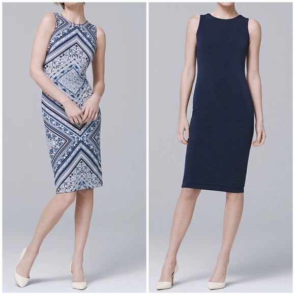 WHITE HOUSE BLACK MARKET Reversible Sleeveless Knit Sheath Dress/ Size XXS - Picture 1 of 12